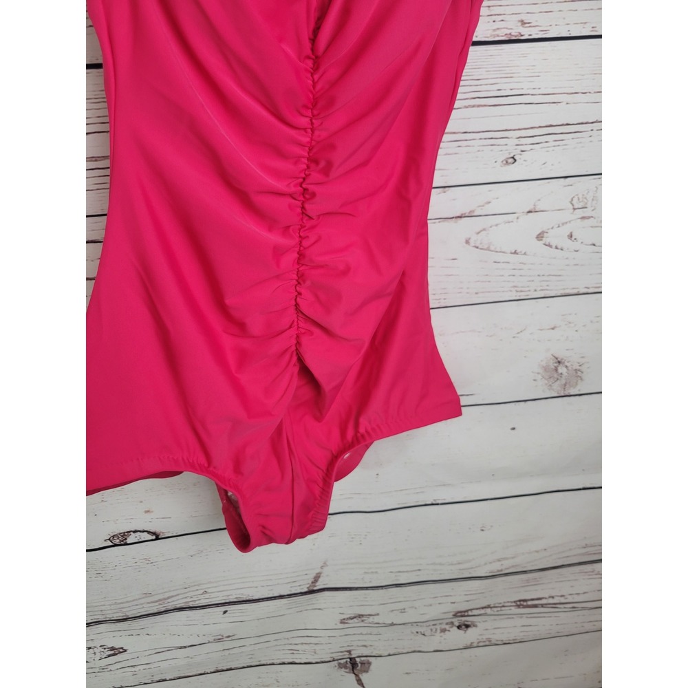 Maxine of Hollywood One Piece Swimsuit Swim Size 8 Pink Ruched Tummy‎ Control - Picture 9 of 13